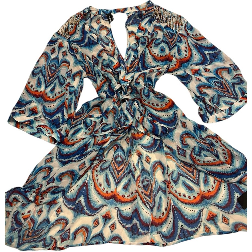 Bebe Beaded Ocean Wave Pattern Swim Cover-Up - Picture 2 of 7
